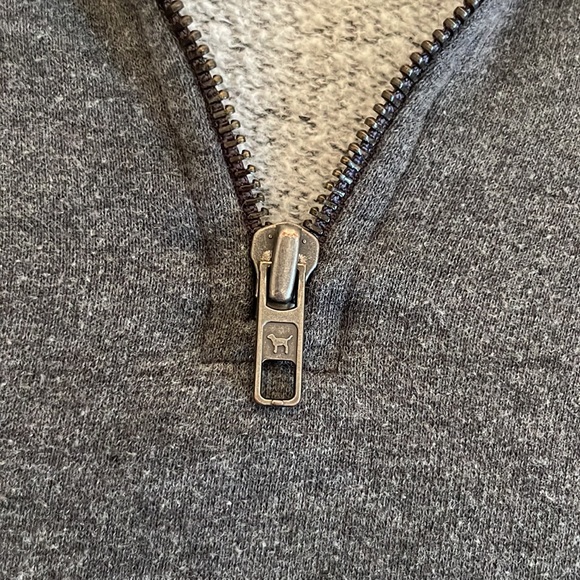 VS PINK 1/4 Zip Sweatshirt in Grey with Coral Detail - Size S - Picture 4 of 5